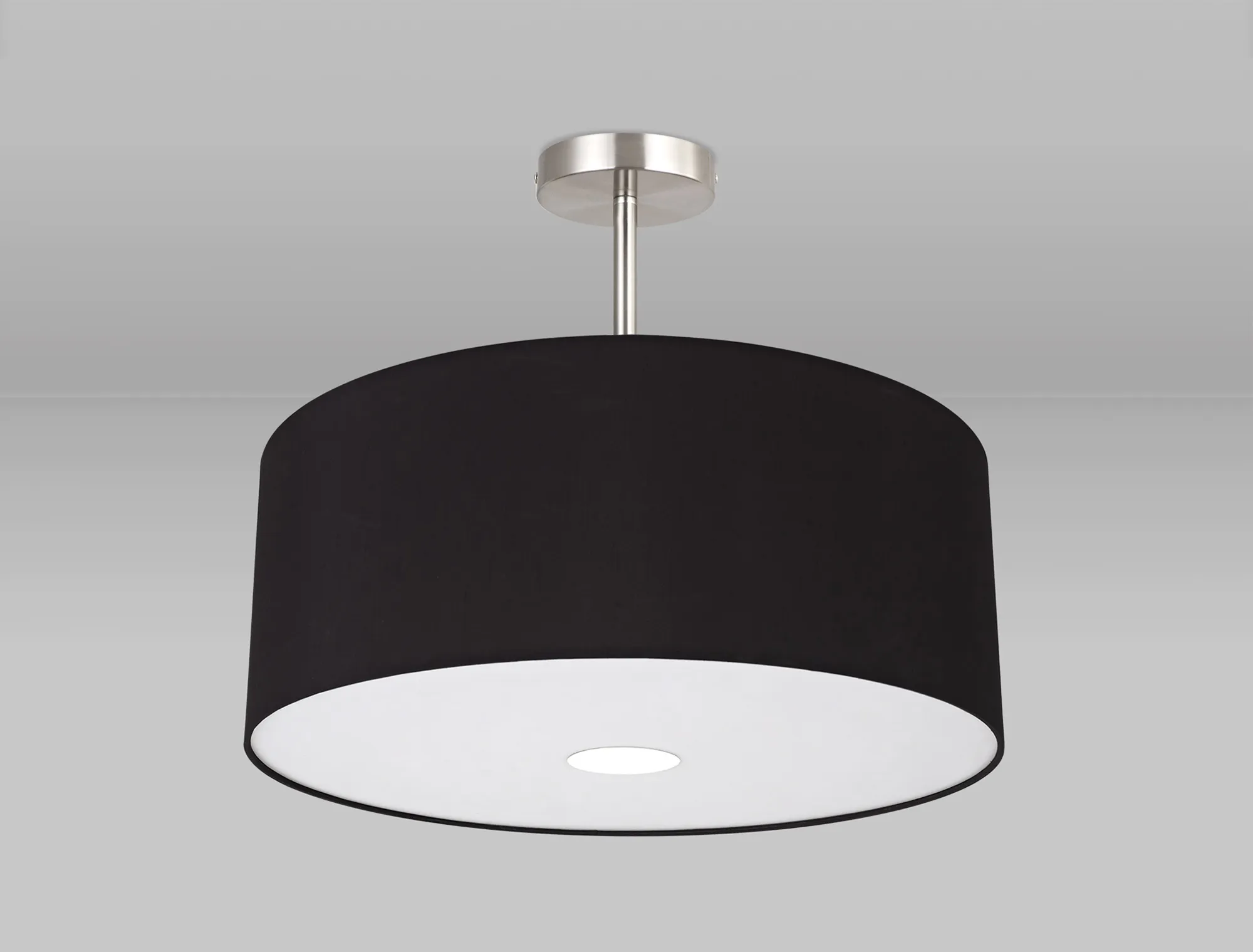 Baymont 50cm Semi Flush 3 Light Satin Nickel, Midnight Black/Green Olive, Frosted Diffuser DK0429  Deco Baymont SN BL/GR